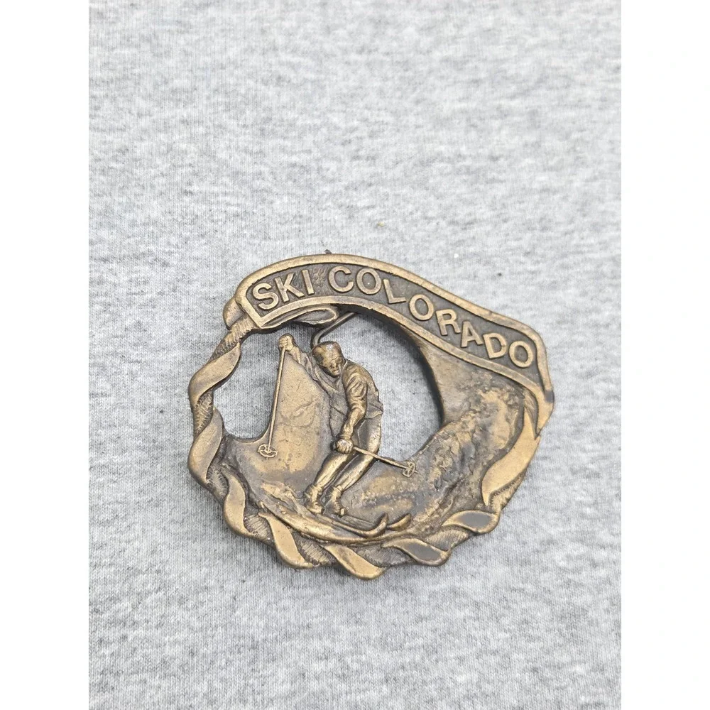 1981 Ski Colorado Aspen Alpine Skier Solid Brass Spec-Cast Rare Belt Buckle